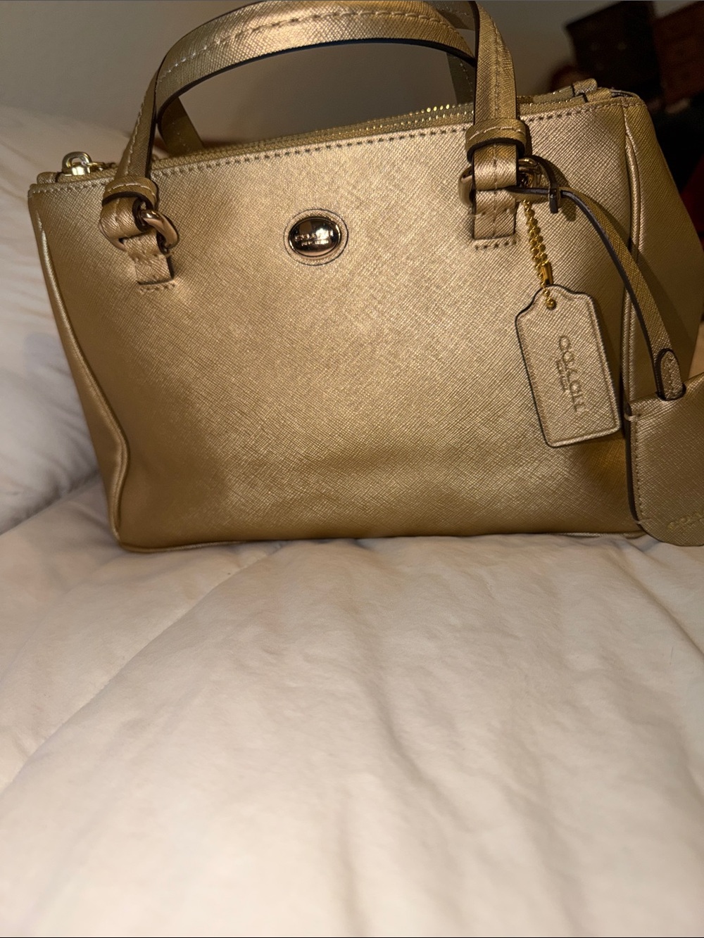 Coach Metallic Gold Leather Satchel